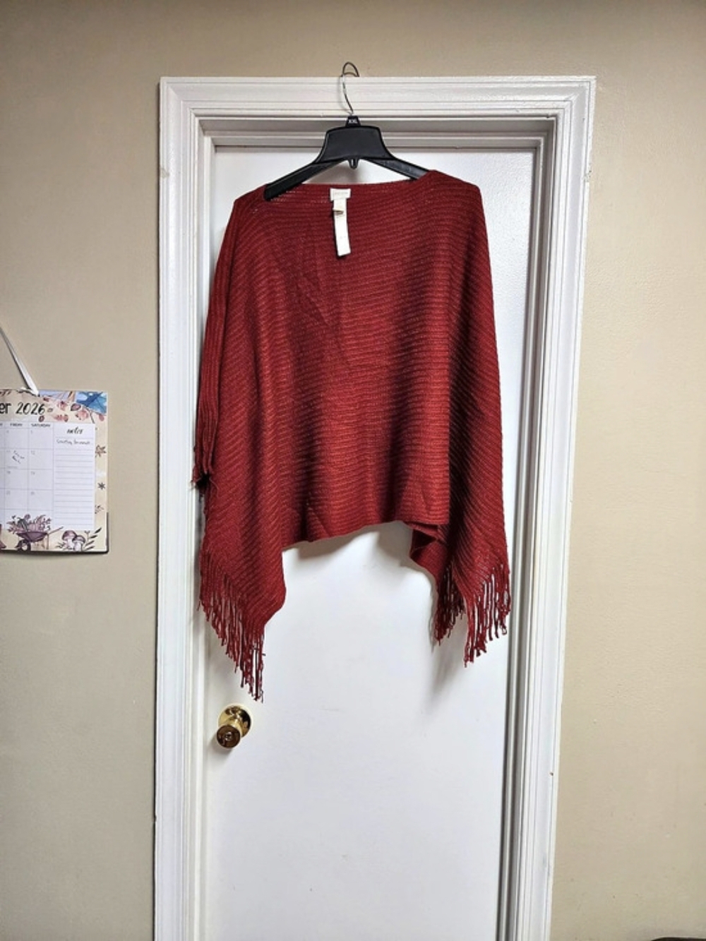 Chico's Fringe Poncho Red